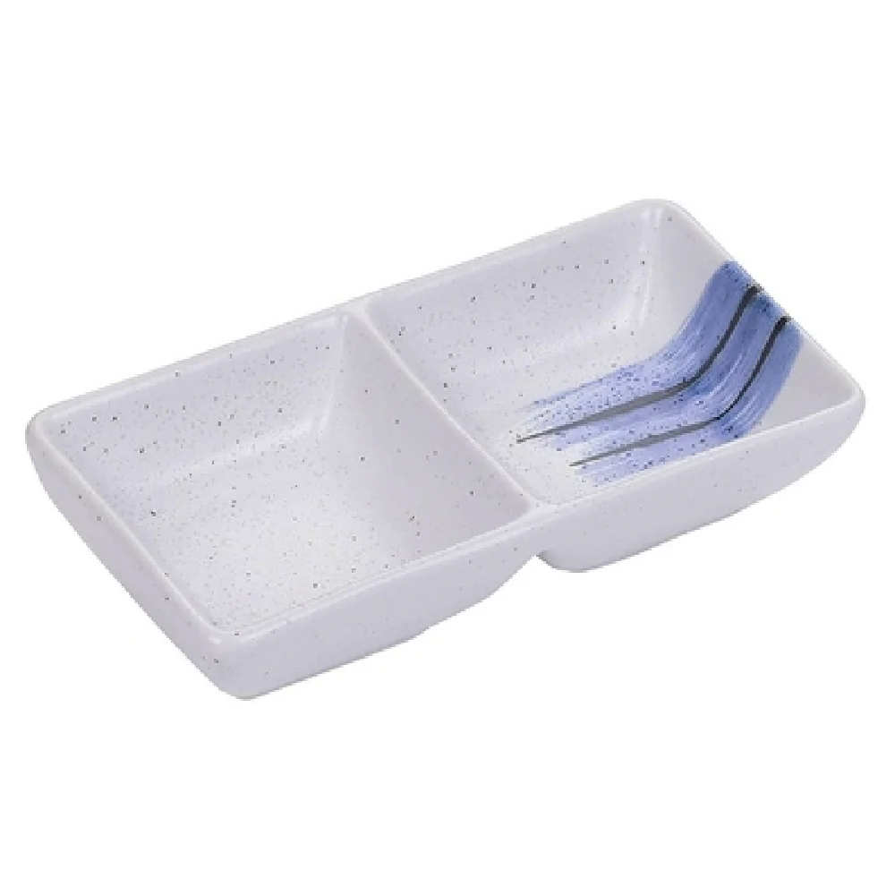 Yanco OC-4031 5-1/2 Inch Ocean Double Sauce Dish 2 oz Porcelain with Glazed Finish