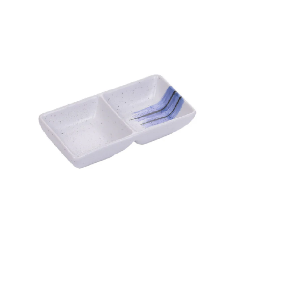 Yanco OC-4031 5-1/2 Inch Ocean Double Sauce Dish 2 oz Porcelain with Glazed Finish Yanco OC-4031 5-1/2 Inch Ocean Double Sauce Dish 2 oz Porcelain with Glazed Finish