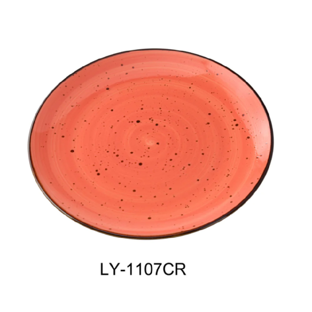Yanco LY-1107CR 7-1/4 Inch Diameter Coupe Plate Porcelain Glazed Coral