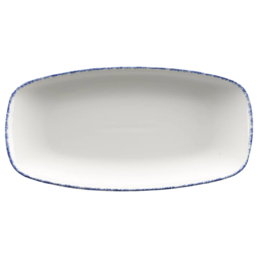 International Tableware PR-13-CB 11-5/8 Inch Organic Rectangle Platter Porcelain European White with Blue