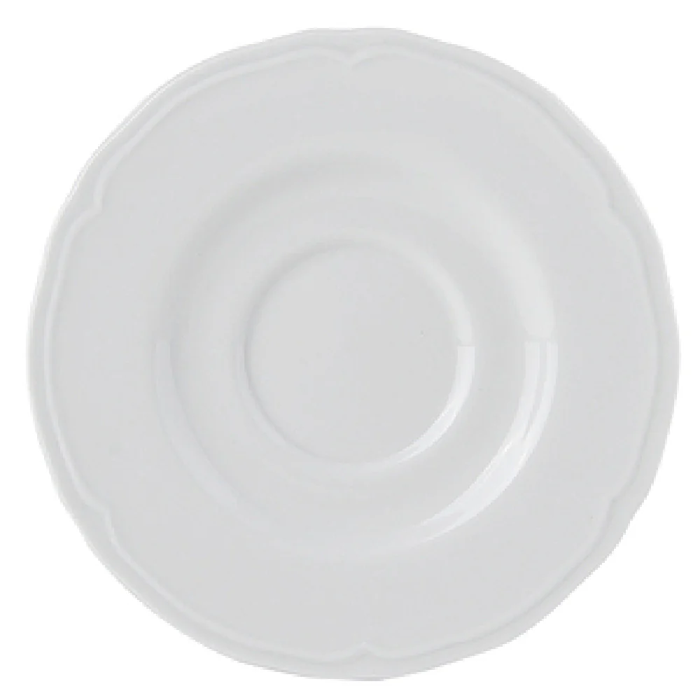 Tuxton SCE-050 5 Inch Round Espresso Saucer With Scalloped Edge Porcelain White