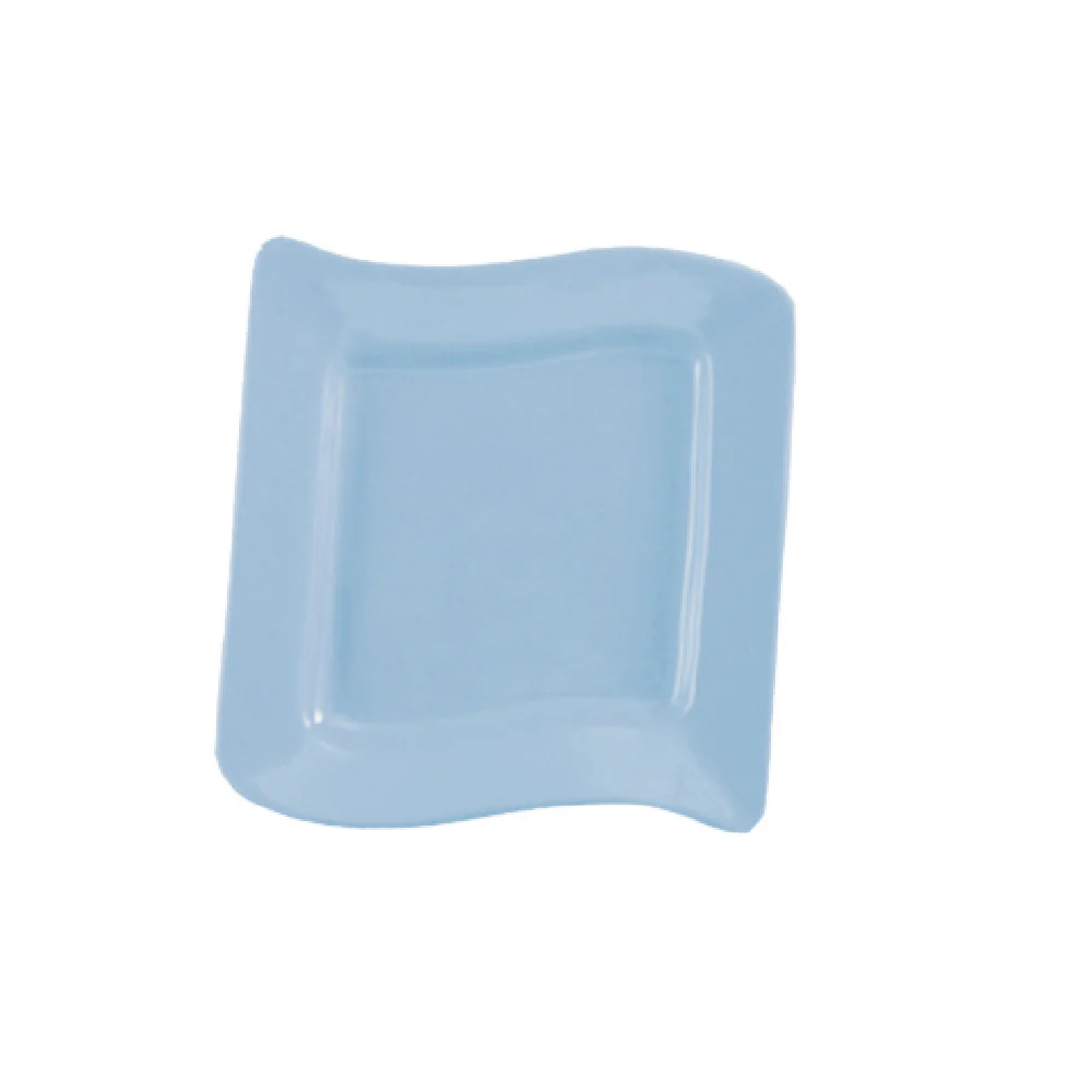 CAC China SOH-6-LBU 6-3/4 Inch Square Plate Wavy Ceramic Light Blue