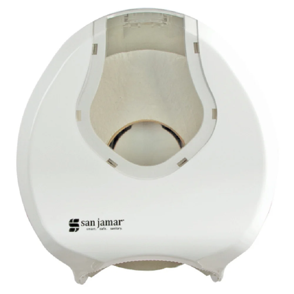 Carlisle R2070WHCL Toilet Tissue Dispenser 9 Inch Jumbo Roll Plastic White and Clear Finish