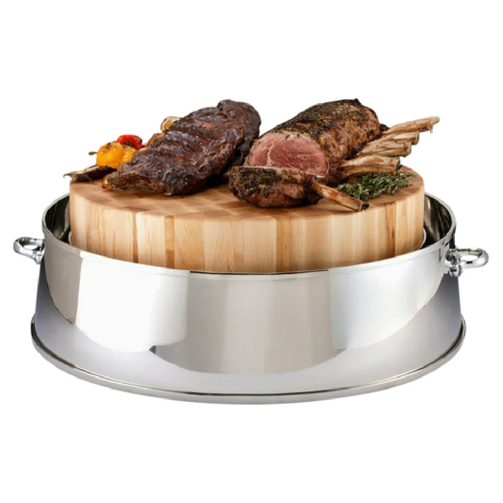 Steelite DW726WDFG25 24 Inch Round Carving Board With Finger Grips Maple Brown Steelite DW726WDFG25 24 Inch Round Carving Board With Finger Grips Maple Brown