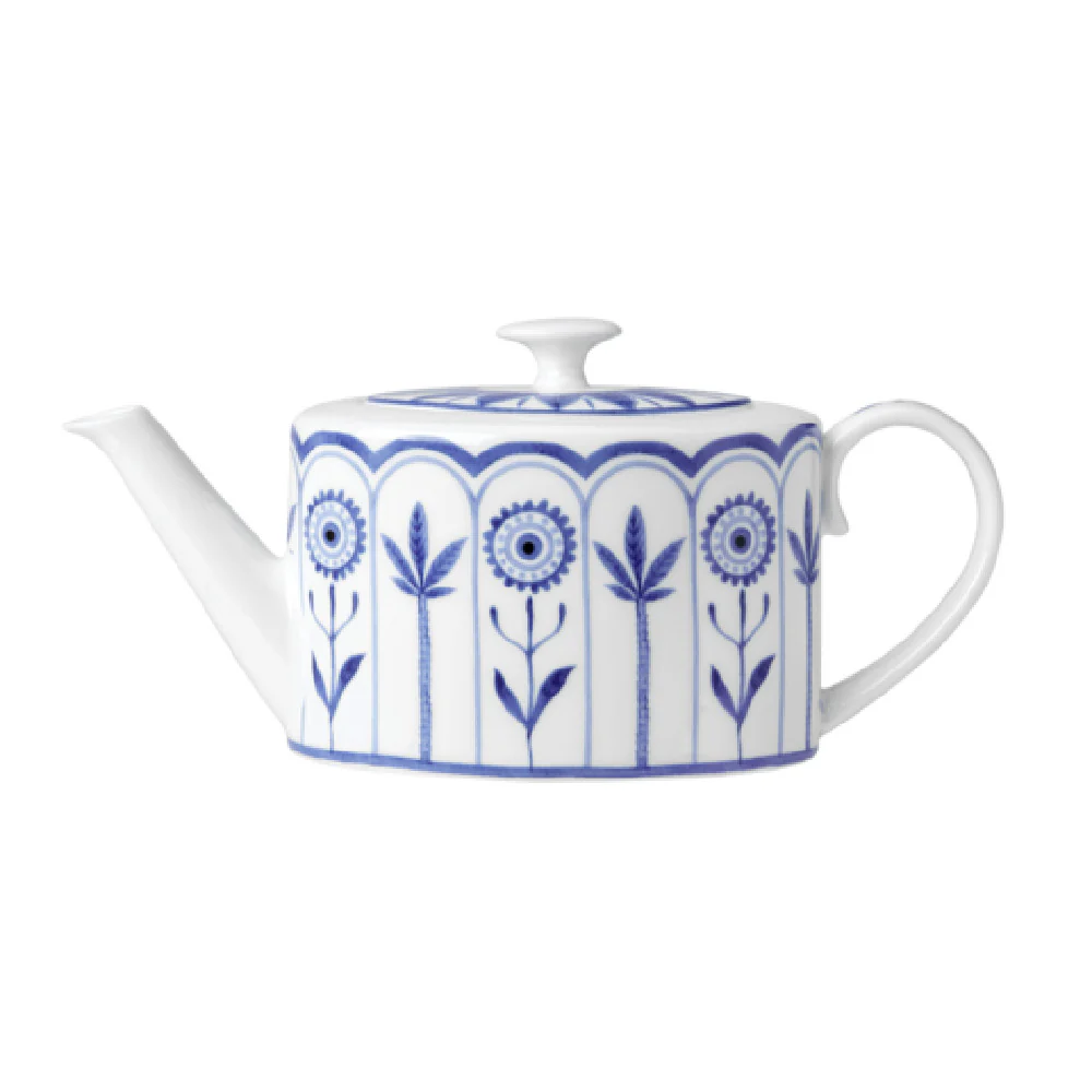 Steelite 82124AND0337 9 Inch 2 Cup Teapot Coupe with Lid Bone China Sultans Garden Blue