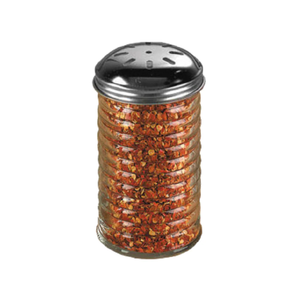 American Metalcraft BEE317 12 Oz Spice Shaker Fluted Round Glass with Stainless Steel Top