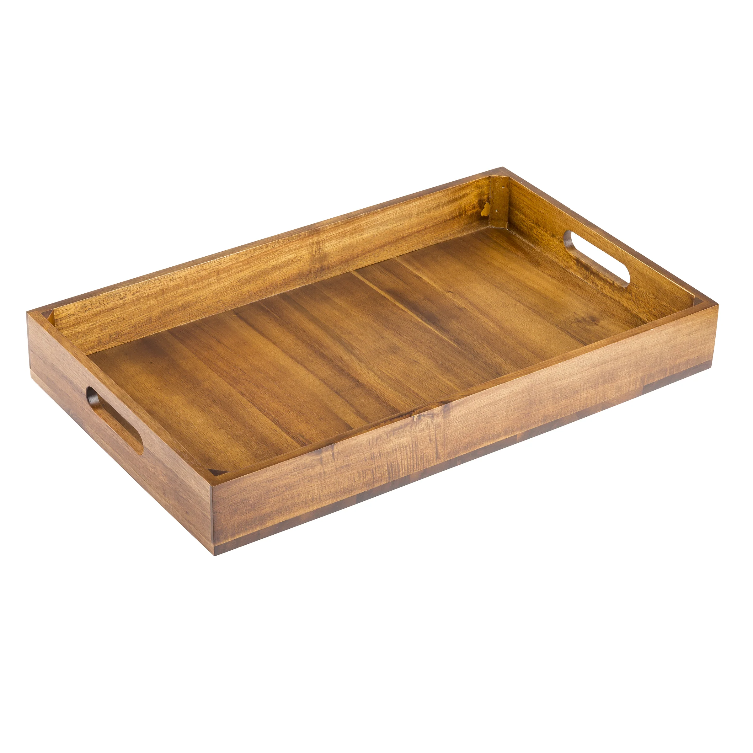 CRATESB11 20-7/8 Inch Wooden Serving Display Crate with Cut-Out Handles Brown Acacia CRATESB11 20-7/8 Inch Wooden Serving Display Crate with Cut-Out Handles Brown Acacia