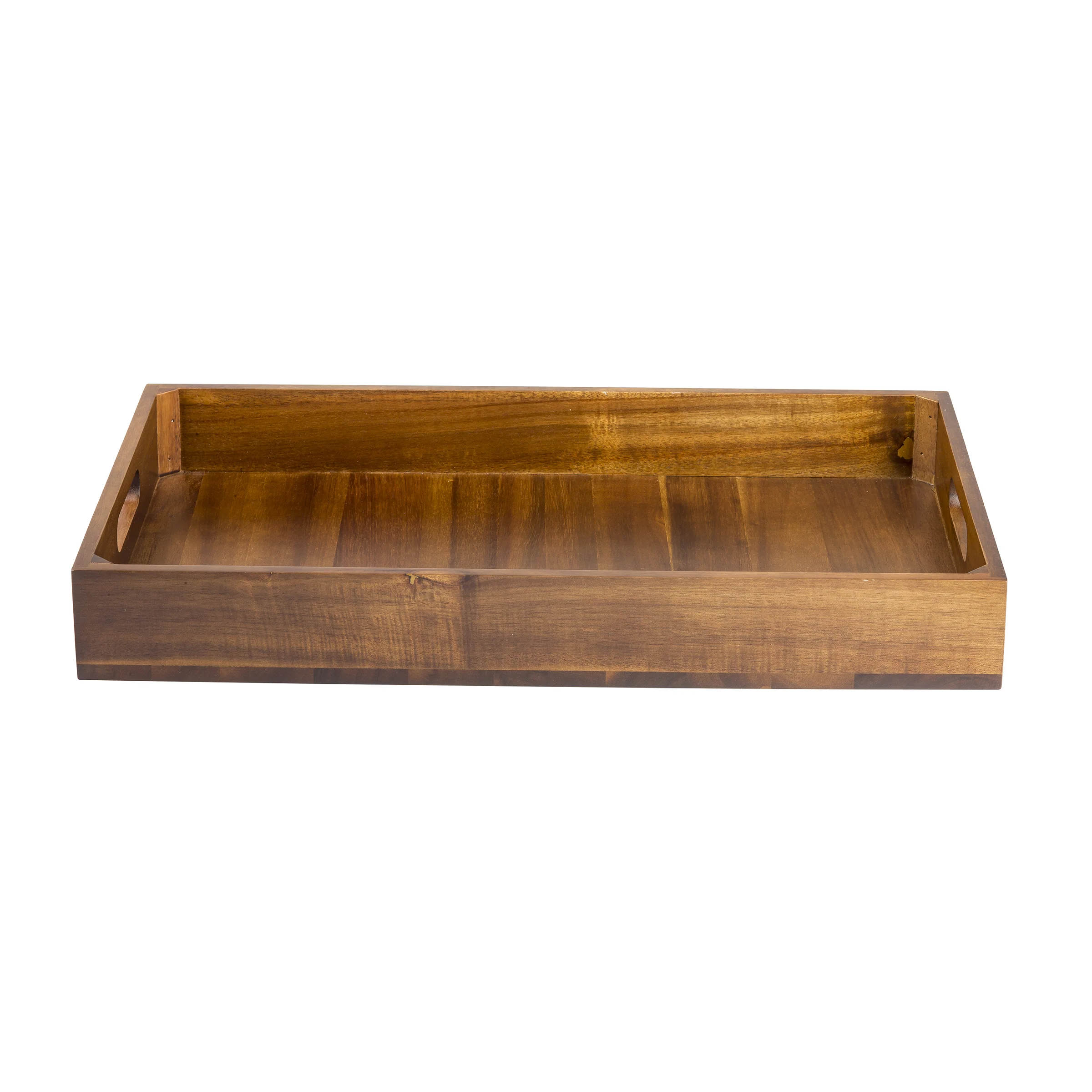 CRATESB11 20-7/8 Inch Wooden Serving Display Crate with Cut-Out Handles Brown Acacia CRATESB11 20-7/8 Inch Wooden Serving Display Crate with Cut-Out Handles Brown Acacia