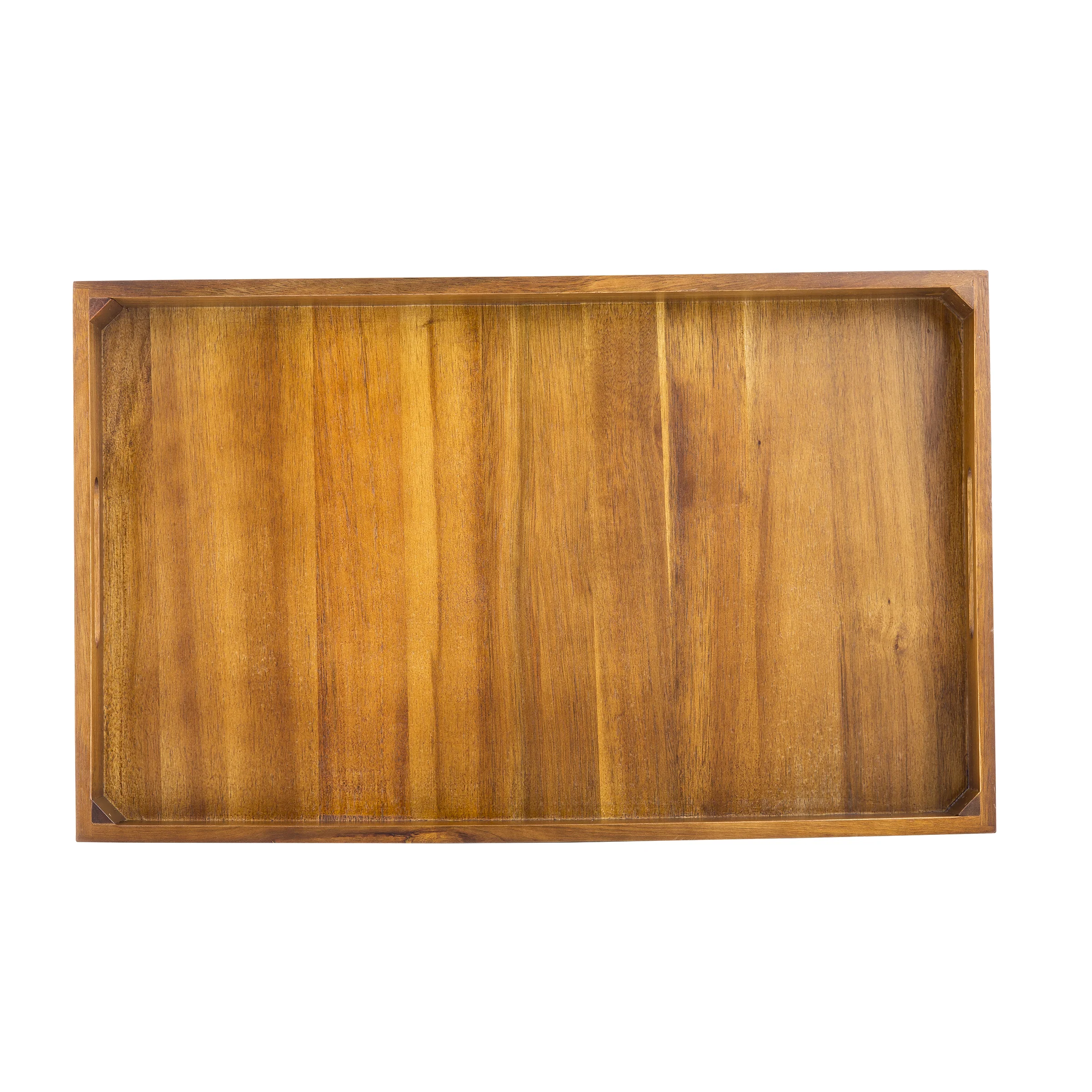 CRATESB11 20-7/8 Inch Wooden Serving Display Crate with Cut-Out Handles Brown Acacia CRATESB11 20-7/8 Inch Wooden Serving Display Crate with Cut-Out Handles Brown Acacia