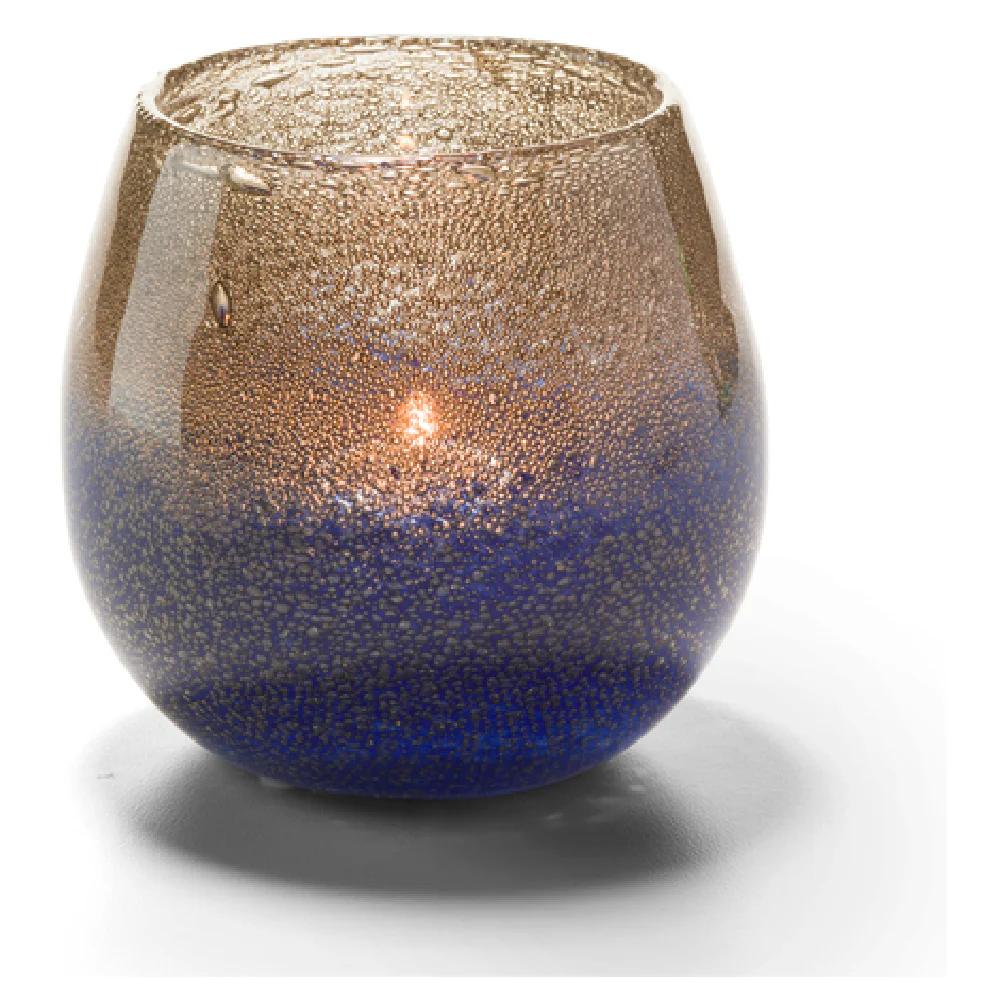 Hollowick 4180 4 Inch Ombre Blue Votive Lamp Glass Candle Holder