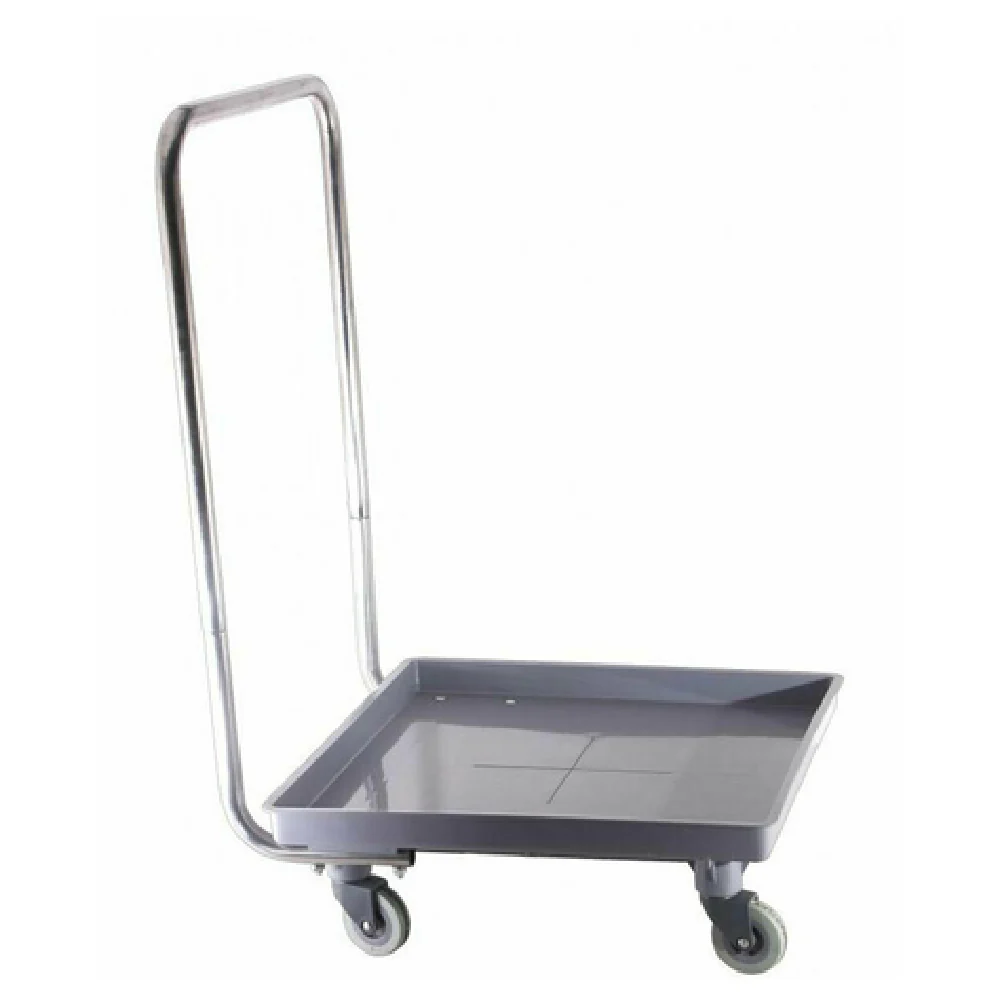 Omcan 44991+69086 21 Inch Dish Rack Cart with Stainless Steel Handle Gray Plastic Omcan 44991+69086 21 Inch Dish Rack Cart with Stainless Steel Handle Gray Plastic