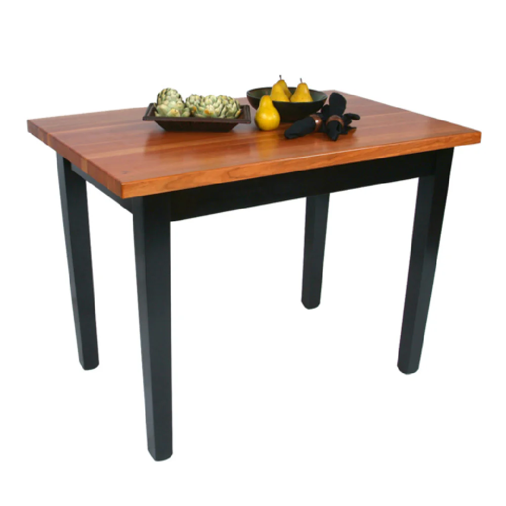 John Boos RN-C4836 48 Inch American Cherry Table with Varnique Finish Black Base John Boos RN-C4836 48 Inch American Cherry Table with Varnique Finish Black Base