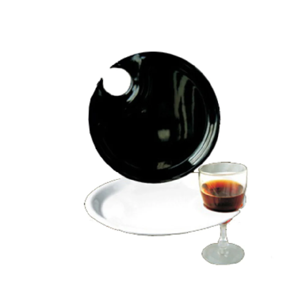 Yanco CAT-7010B 9-1/2 Inch Round Plate with Wine Glass Holder Melamine