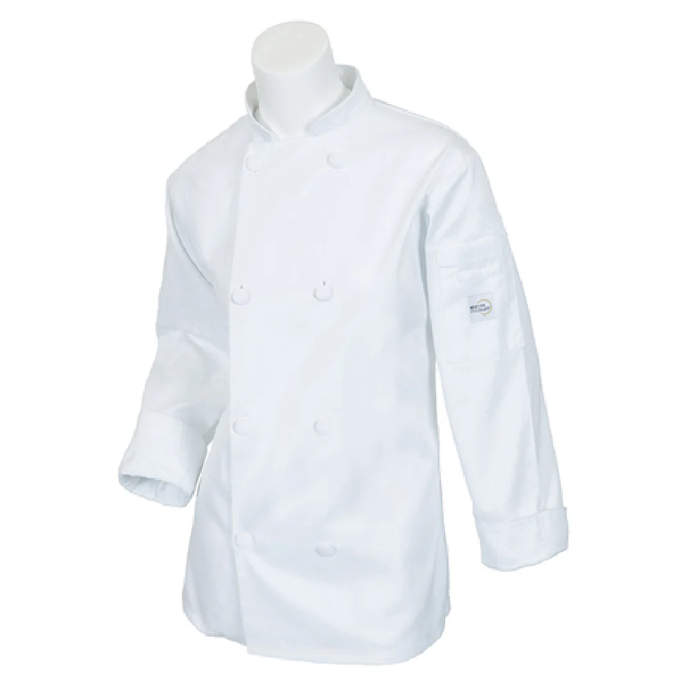 Mercer Culinary M60022WH2X 2X Women's Chef's Coat with Cloth Knot Buttons White Mercer Culinary M60022WH2X 2X Women's Chef's Coat with Cloth Knot Buttons White