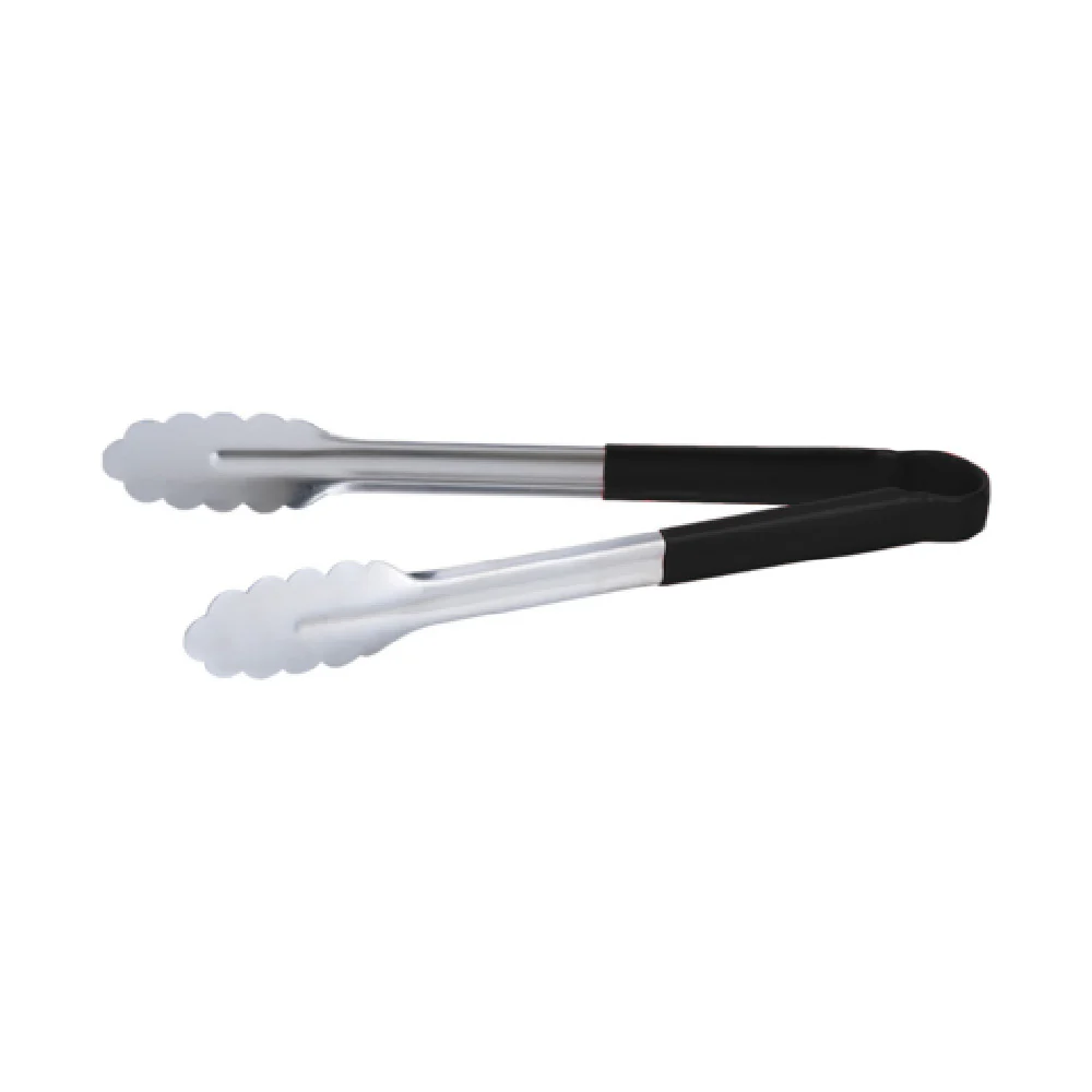 CAC China STCH-12BK 12 Inch Heavy-duty Utility Tong with Black Handle Stainless Steel