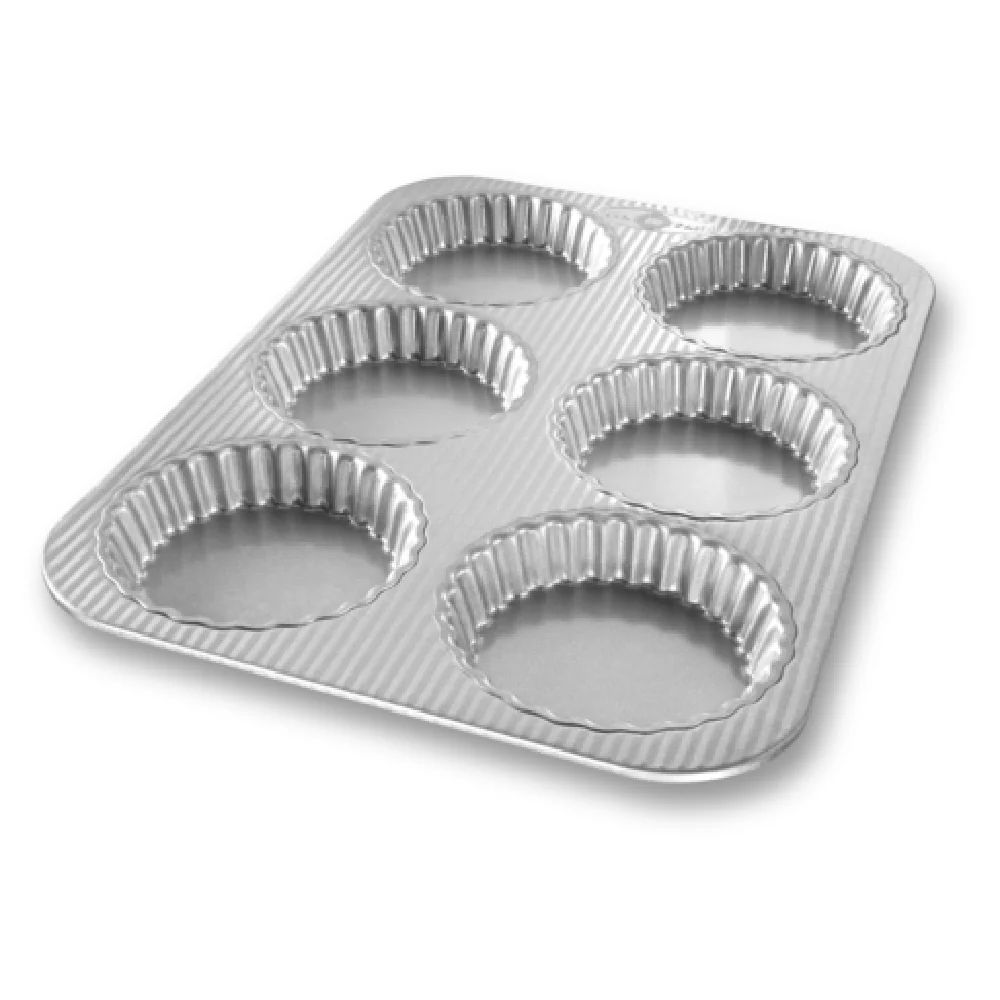 Chicago Metallic 25500 11 Inch Tart Pan 6 Fluted Tarts Aluminized Steel