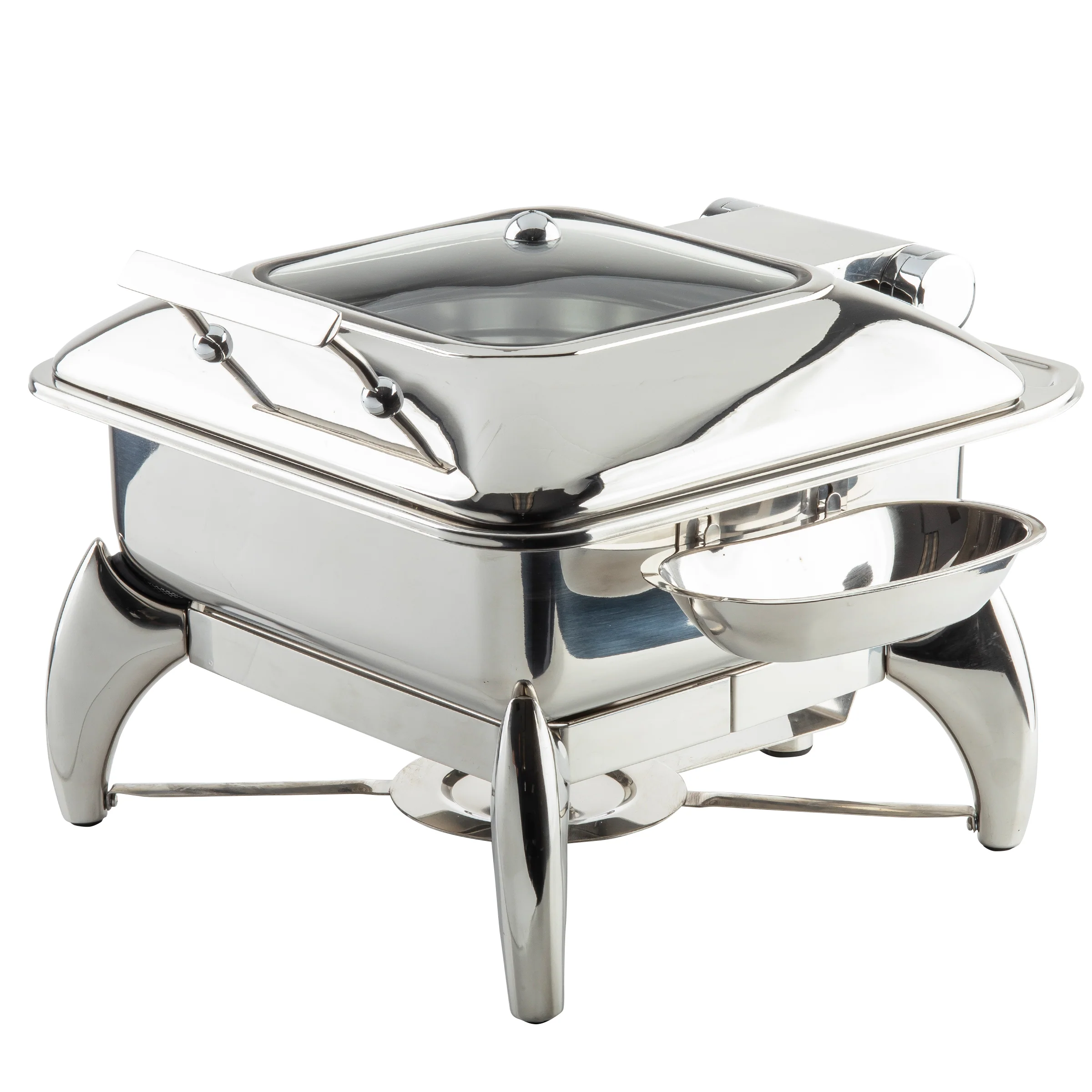 Tablecraft CW40176 6 Qt. Fuel Chafer Dish with Stand Polished Stainless Steel