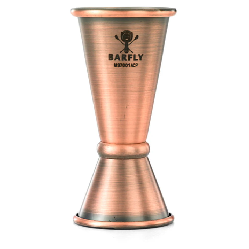 Mercer Culinary M37001ACP 20 ml to 40 ml Jigger with Internal Marking Lines Stainless Steel Antique Copper Finish