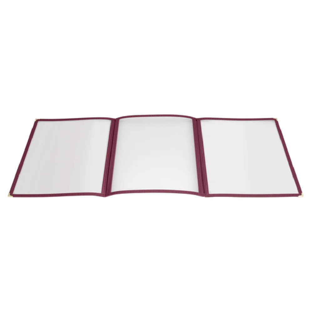 Winco PMCT-9U Overall 9-1/2 Inch Menu Cover Triple Fold Plastic Burgundy