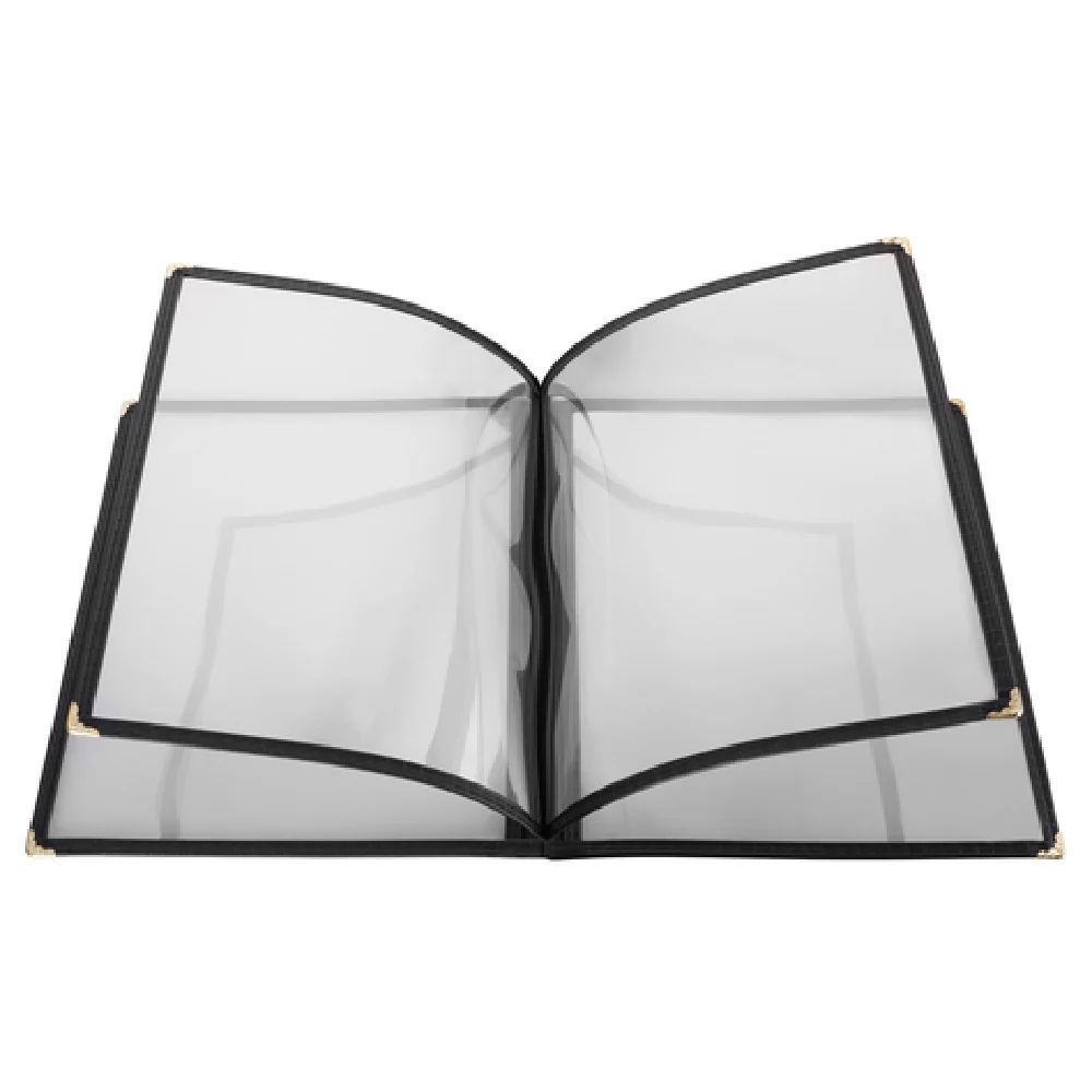 Winco PMCF-9K 9-5/8 Inch Quad Fold Menu Cover with Double Stitched Edging Plastic Black Winco PMCF-9K 9-5/8 Inch Quad Fold Menu Cover with Double Stitched Edging Plastic Black