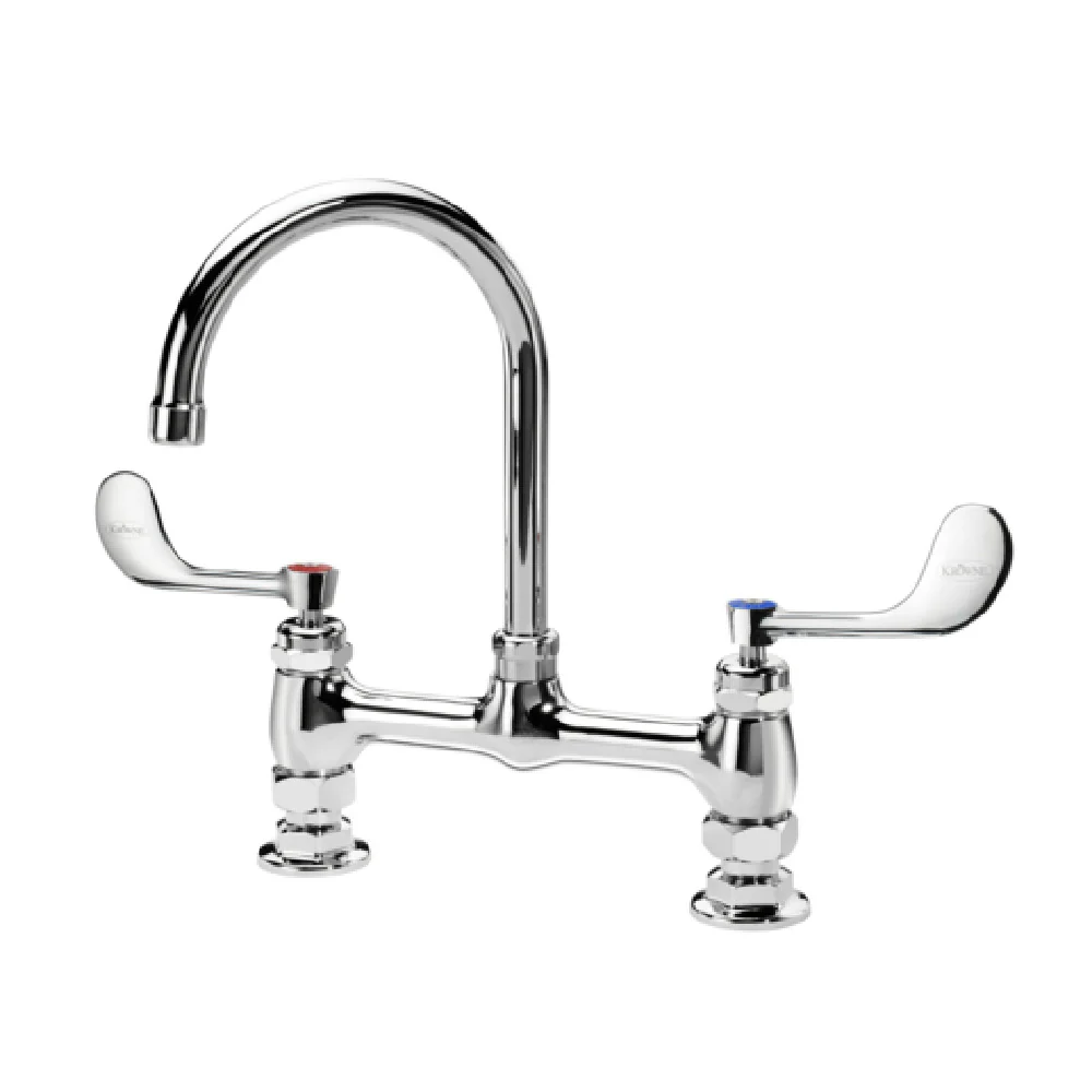 Krowne 15-801L-W-E4 8 Inch Deck Mount Faucet with Gooseneck Spout and Vandal Resistant Handles