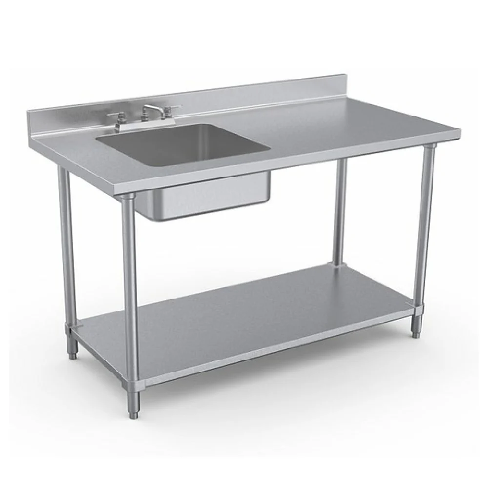 Vollrath SS-4PT-108 108 Inch Stainless Steel Work Table with Prep Sink