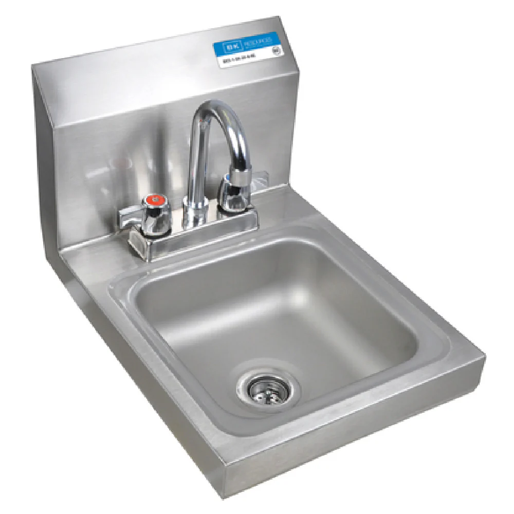 BK Resources BKHS-D-SS-P-G 12 Inch Wall Mounted Hand Sink Stainless Steel with Faucet