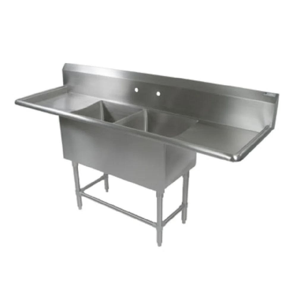 John Boos 42PB184-2D24 87 Inch Stainless Steel Sink Two Compartment with Drainboards John Boos 42PB184-2D24 87 Inch Stainless Steel Sink Two Compartment with Drainboards