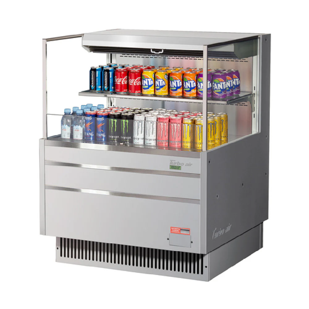 Turbo Air TOM-36L-UF-S-2S-N 34-3/4 Inch 7.5 cu ft Low-profile Merchandiser Stainless Steel with LED Lighting Turbo Air TOM-36L-UF-S-2S-N 34-3/4 Inch 7.5 cu ft Low-profile Merchandiser Stainless Steel with LED Lighting