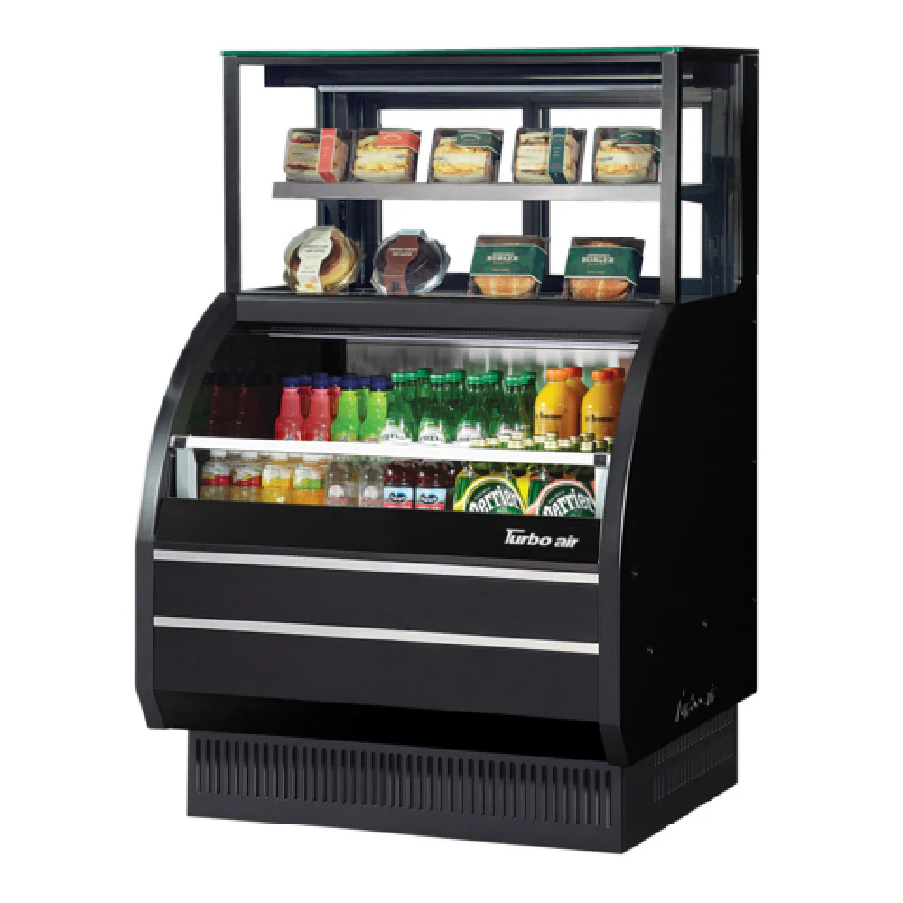 Turbo Air TOM-W-40SB-UF-N 39 Inch Open Display Merchandiser Refrigerated Black Stainless Steel