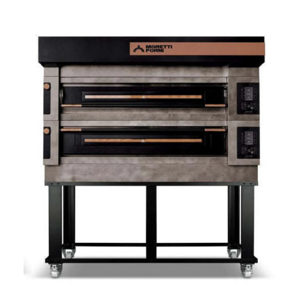 AMPTO ICON S125E2 48 Inch Electric Pizza Oven Stainless Steel Dual Deck