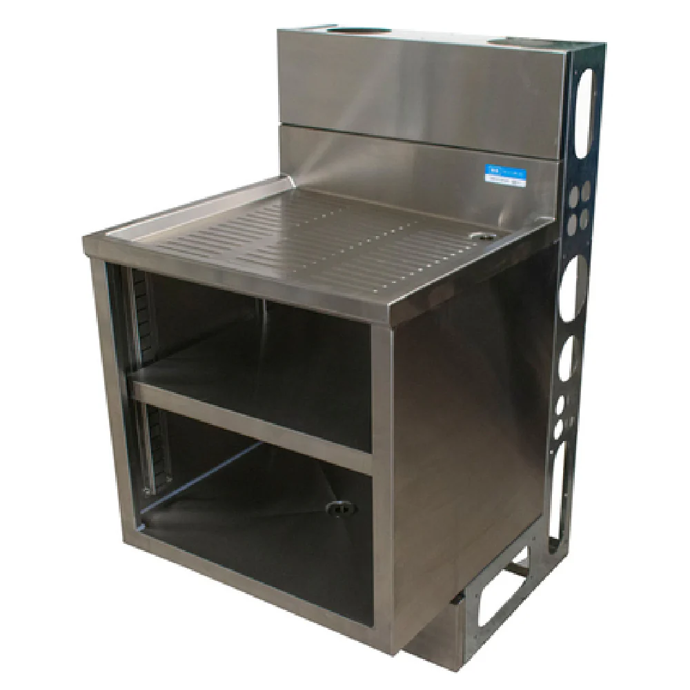 BK Resources UBDW-21-GC361 36 Inch Drainboard Underbar Glass Rack Unit Stainless Steel and Adjustable Shelves BK Resources UBDW-21-GC361 36 Inch Drainboard Underbar Glass Rack Unit Stainless Steel and Adjustable Shelves