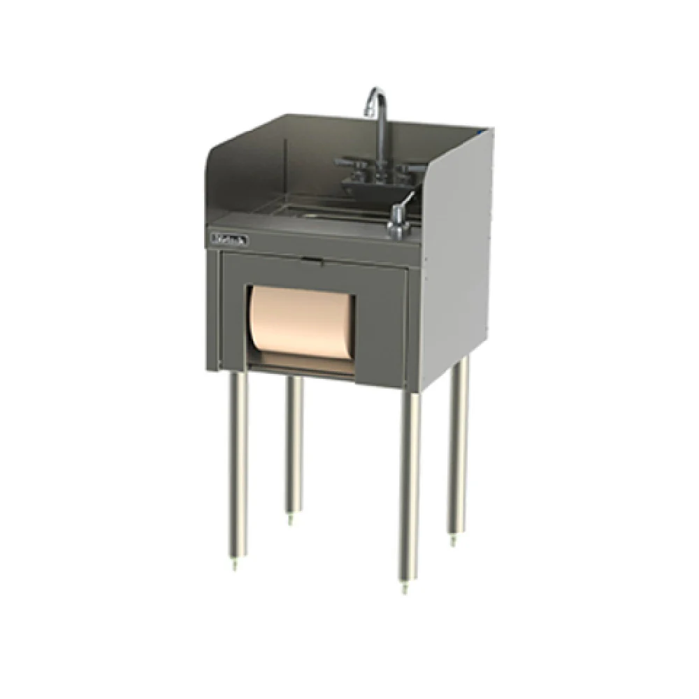 Perlick TSD18HSN 18 Inch Underbar Hand Sink Unit Free Standing Stainless Steel with Soap and Towel Dispensers