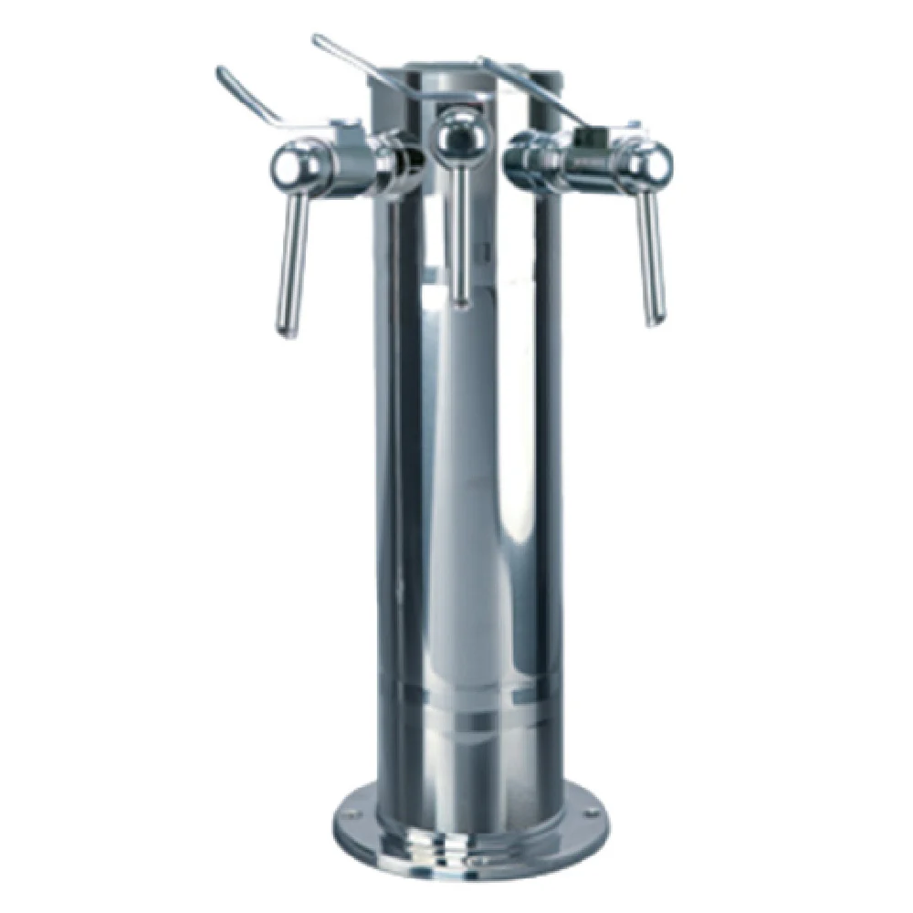 Micro Matic DS-143-PSS-W 4 Inch Countertop Air Cooled Draft Wine Dispensing Tower Stainless Steel with 3 Faucets