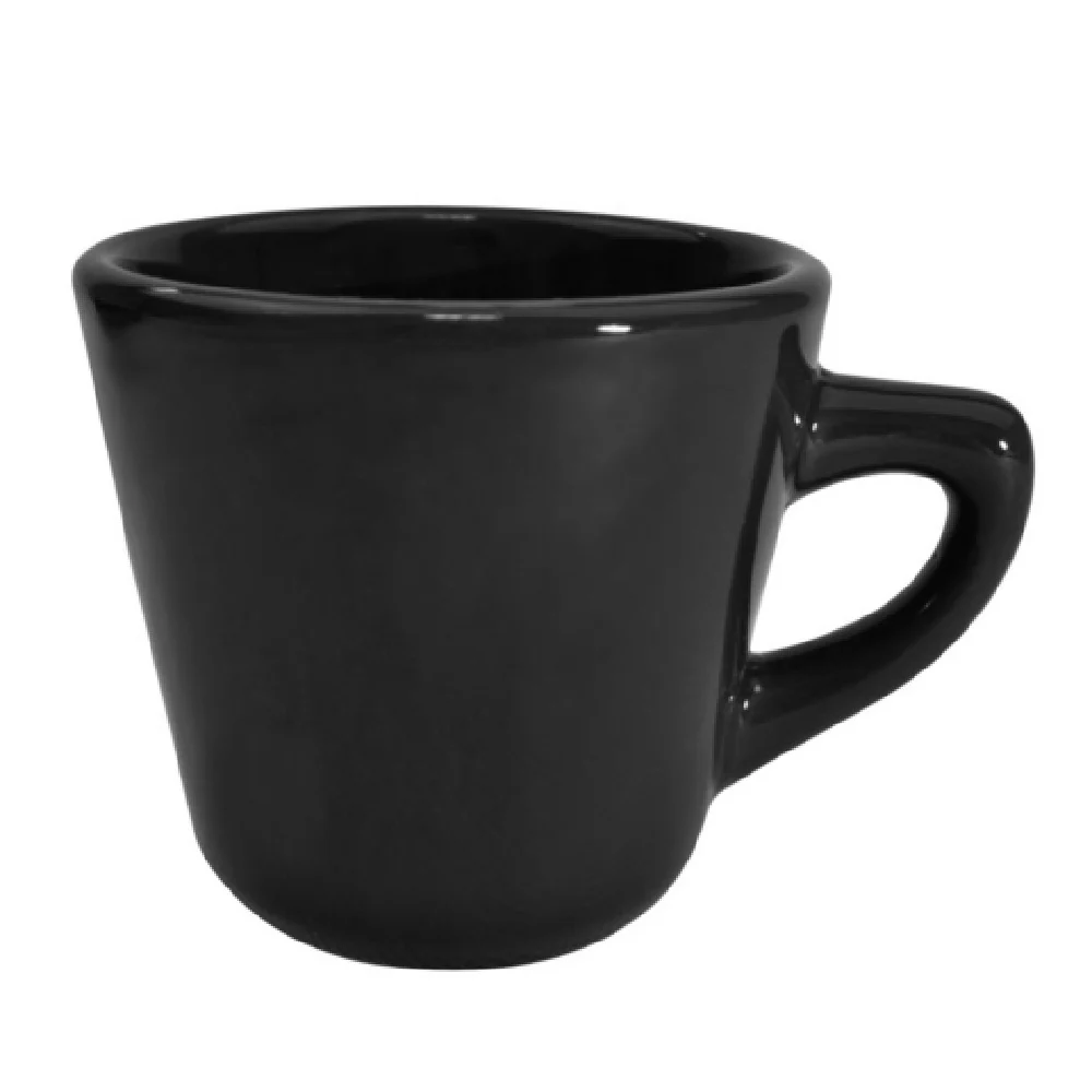 CAC China LV-1-BLK 7-1/2 Oz Round Coffee Cup Black Ceramic 3-1/4 Inch