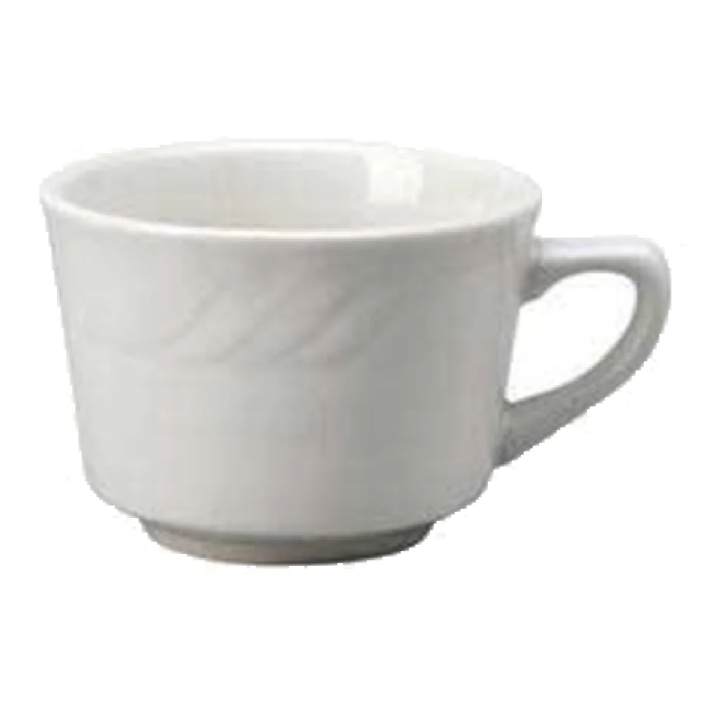 Vertex China SAU-1-Y 7 Oz Joyce Cup Round With handle Sculpted lines Orange