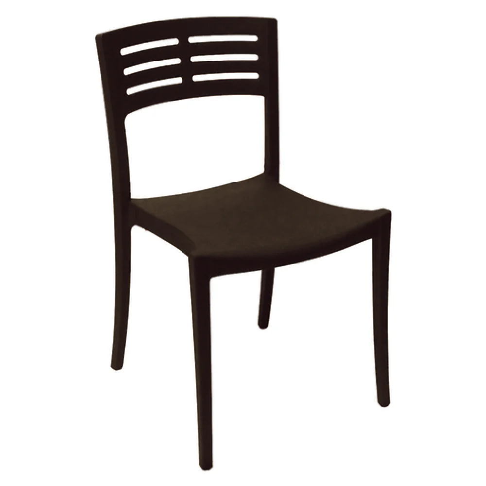 Grosfillex US738017 23 Inch Vogue Stacking Side Chair Contoured Resin Black