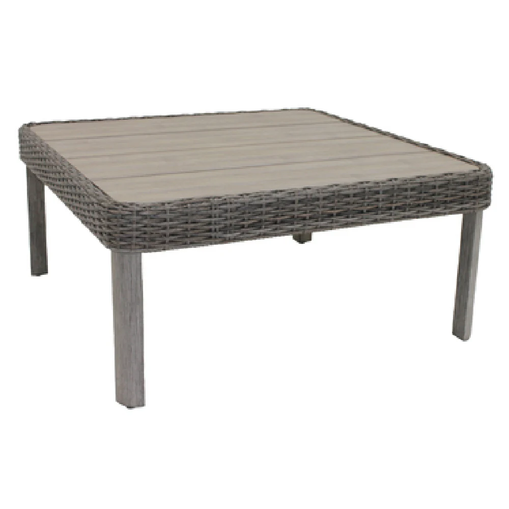 Plantation Prestige Commercial Furniture 8563737-0156 37 to 2/5 Inch Square Coffee Table Barnwood Faux Wood Aluminum Frame