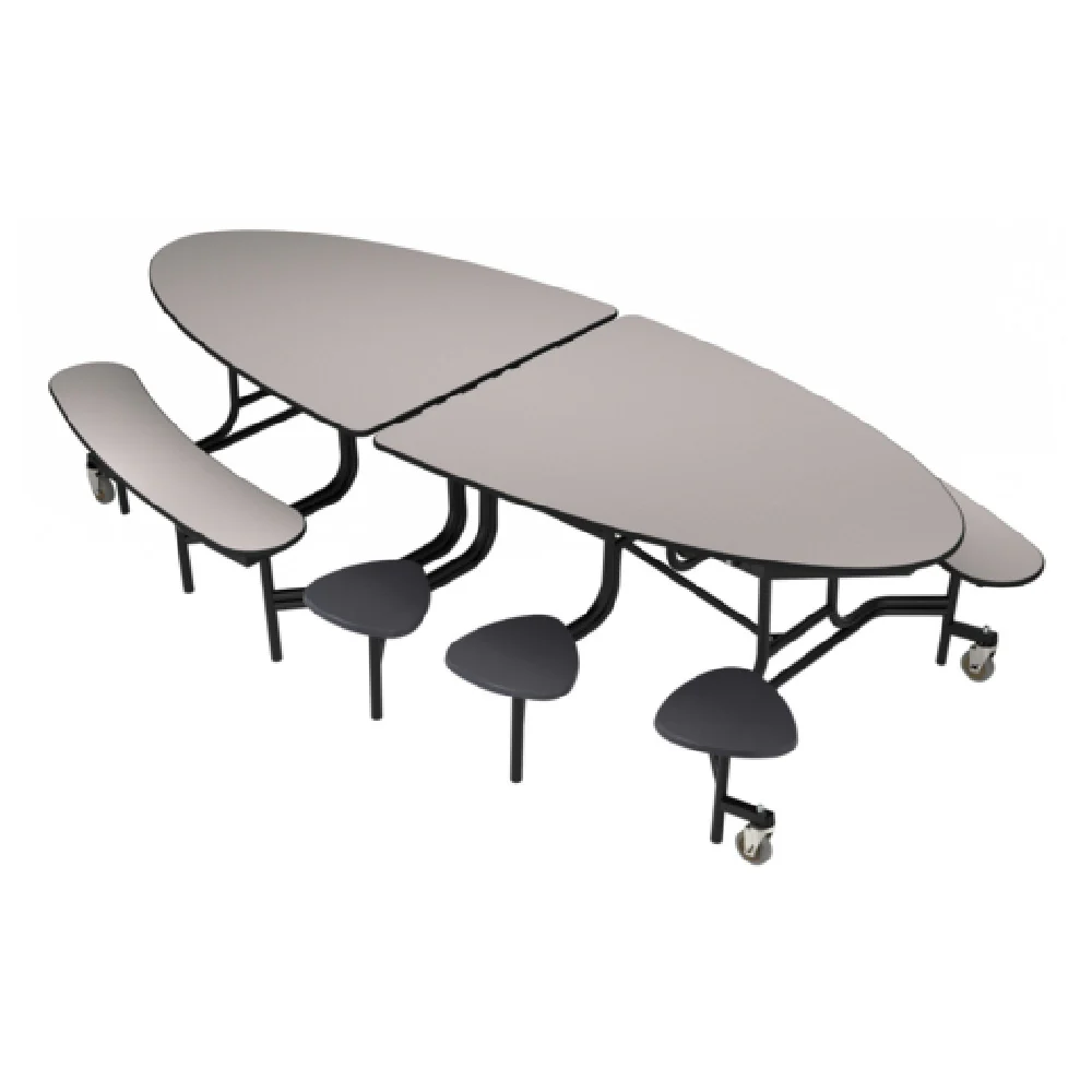 National Public Seating METSB 45 Inch Mobile Cafeteria Table with Stools and Benches