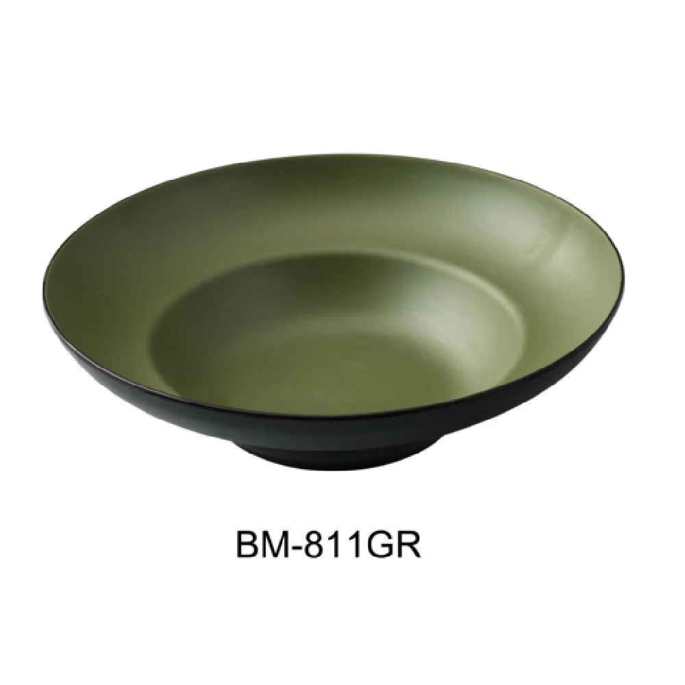 Yanco BM-811GR 11-Inch 20 Oz Round Pasta Bowl Melamine Two Tone Green Yanco BM-811GR 11-Inch 20 Oz Round Pasta Bowl Melamine Two Tone Green