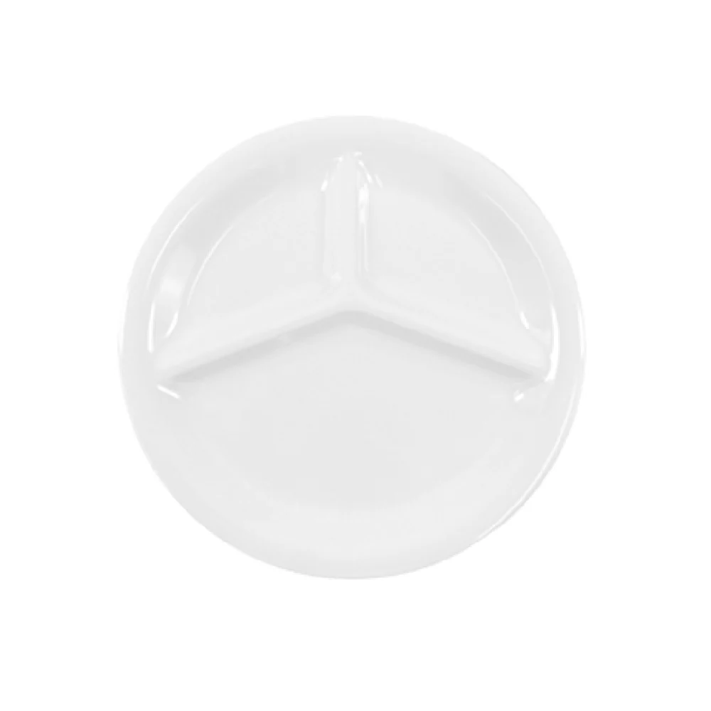 GET Enterprises DC103-W 10 Inch White Melamine Plate with 3 Compartments