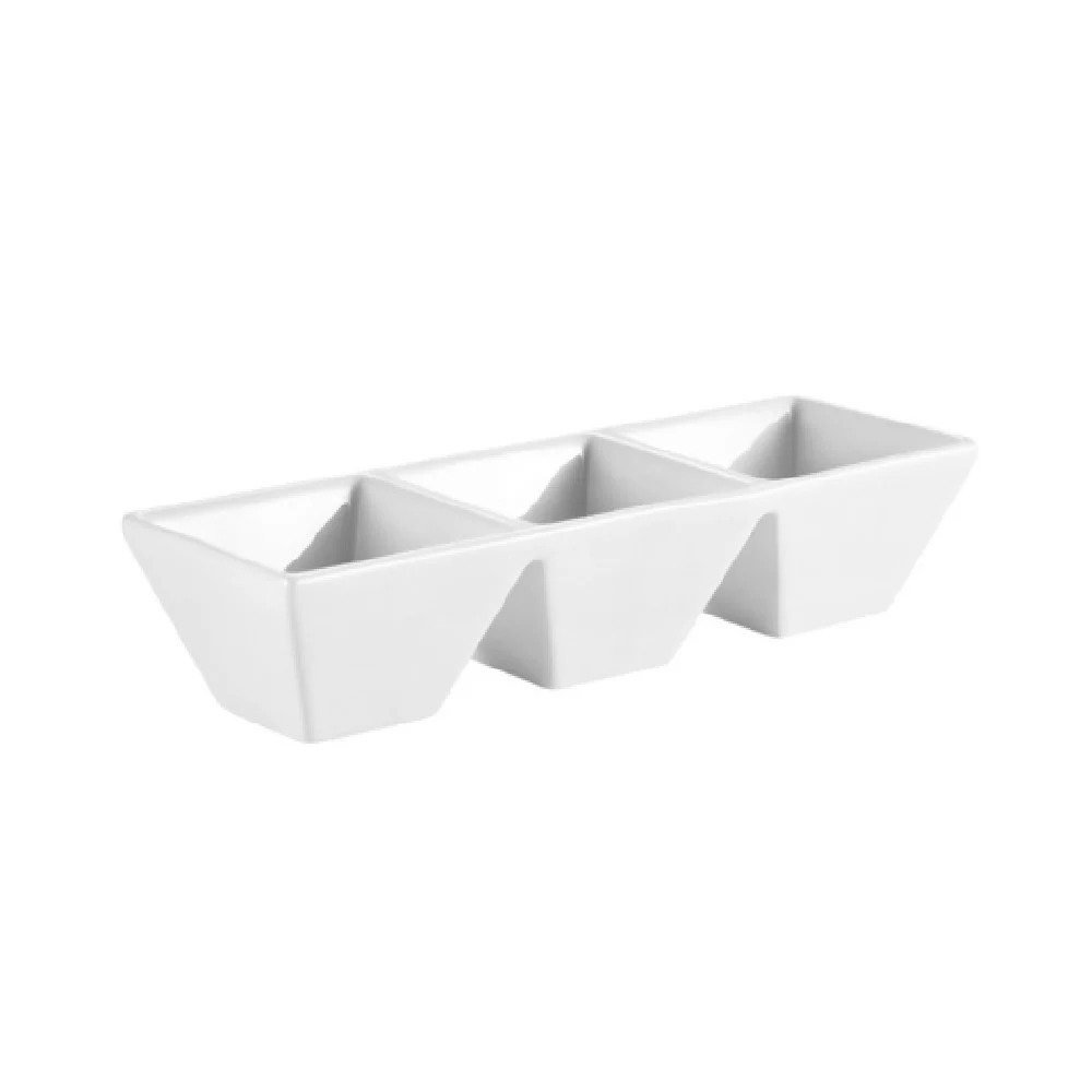 CAC China CN-3T7 7 Inch Porcelain Divided Side Dish Plate 1-1/2 Oz 3 Packs