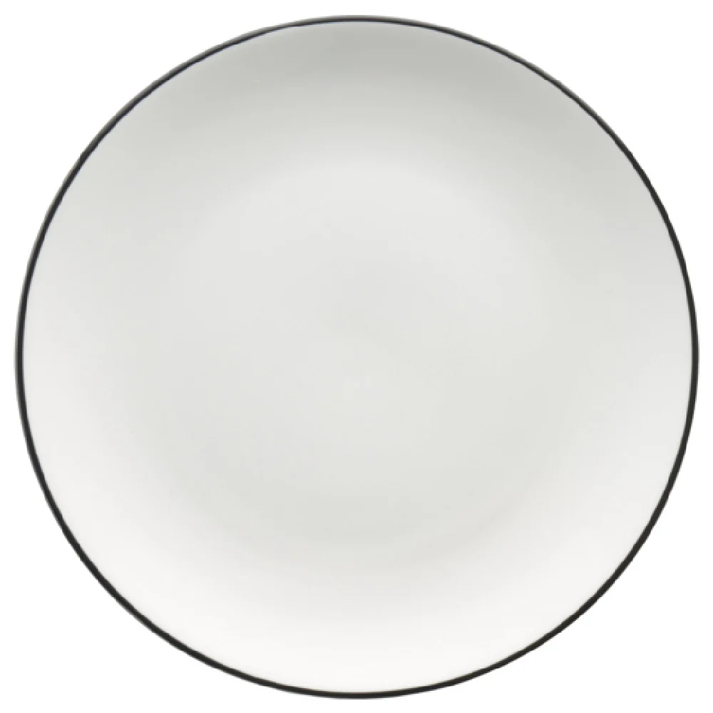 International Tableware TB-16-BL 10 Inch Round Plate Porcelain European White with Black