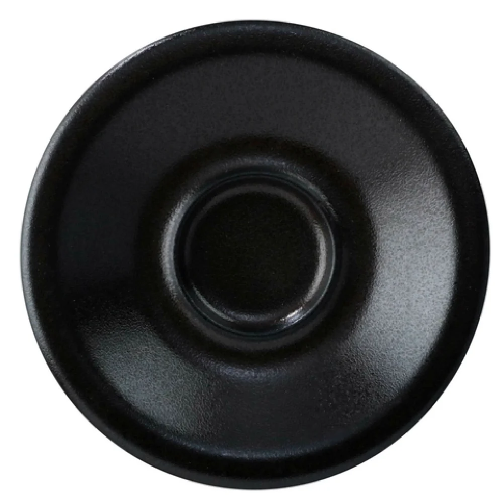 GET Enterprises PP1941810124 5 Inch Round Espresso Saucer Porcelain Black Reactive Glaze