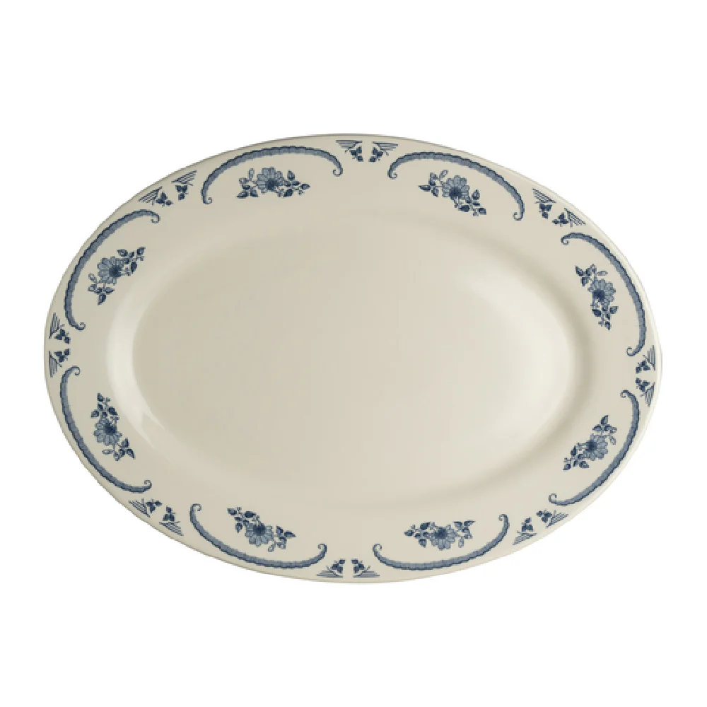 Steelite HL1585035 15-5/8 Inch Platter Oval Narrow Rim Homer American Rose Blue