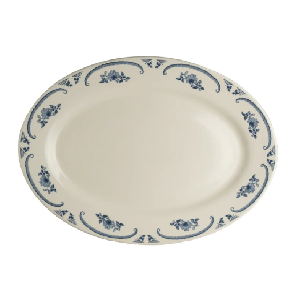 Steelite HL1585035 15-5/8 Inch Platter Oval Narrow Rim Homer American Rose Blue Steelite HL1585035 15-5/8 Inch Platter Oval Narrow Rim Homer American Rose Blue