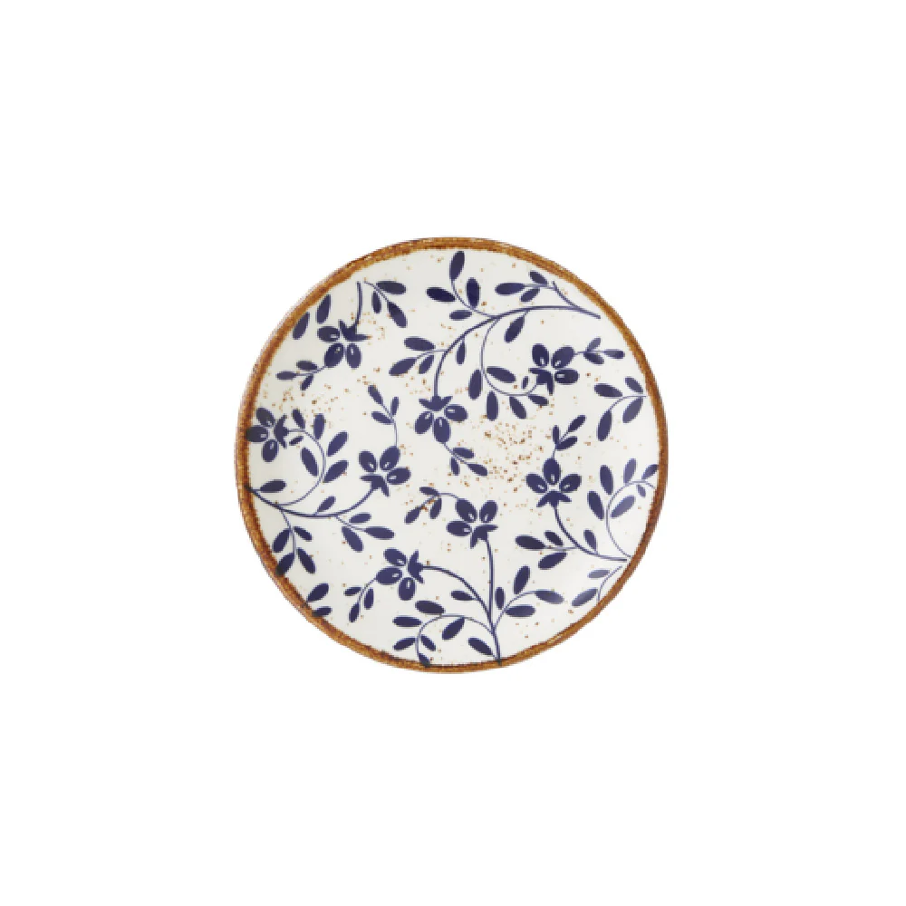 Steelite 18000568 6.0 Inch Plate Flora Blue Round China with Impressions