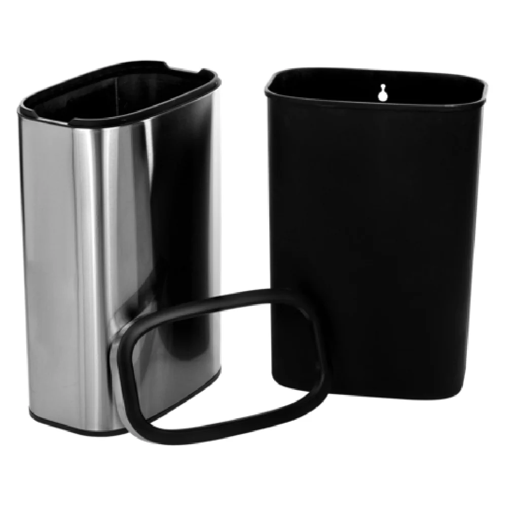 Alpine Industries ALP470-40L 17 Inch Slim Profile Trash Can Stainless Steel Durable with Plastic Liner Alpine Industries ALP470-40L 17 Inch Slim Profile Trash Can Stainless Steel Durable with Plastic Liner
