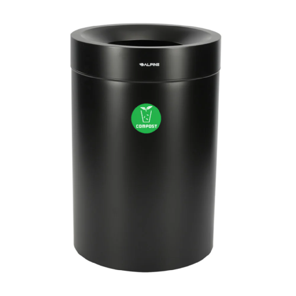 Alpine Industries ALP475-50-BLK-CO 24 Inch Compost Can 50 Gallon Stainless Steel Black