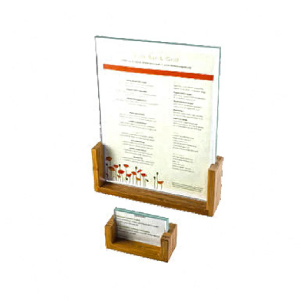 Cal Mil 1510-411-60 4 Inch Menu/Card Holder U-frame Bamboo Base Acrylic Cal Mil 1510-411-60 4 Inch Menu/Card Holder U-frame Bamboo Base Acrylic